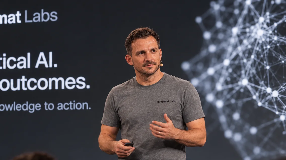 Jay Janes giving a keynote talk on stage